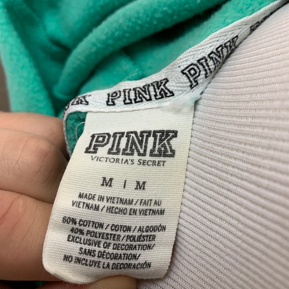 PINK Turquoise Zip Up Hoodie                    B1 - Picture 4 of 4